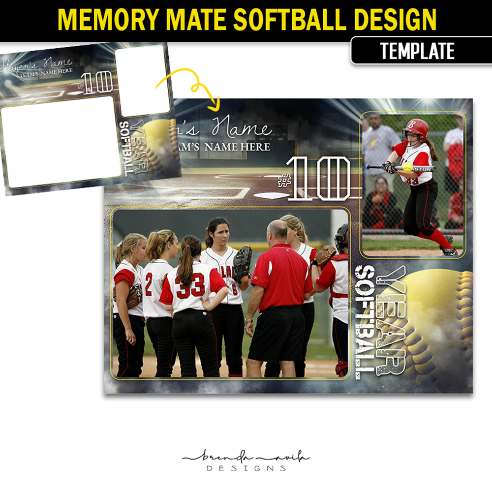 Player & Team Photo Template - Softball