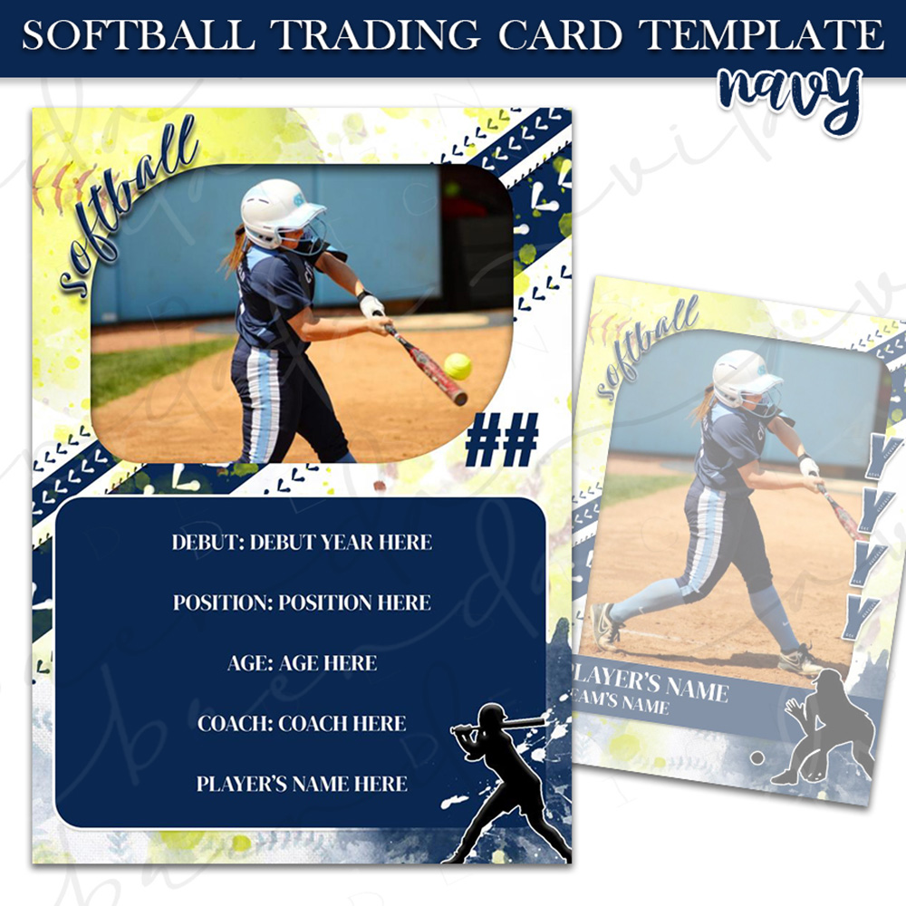 Softball Trading Card Stitches - Navy